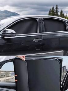4pcs/2pcs Black Magnetic Car Side Window Curtains, Suitable For SUV And Sedan, Front And Rear Window Sunshades Block UV Rays And Heat, Easy Magnetic Installation, Perfect Holiday Gift For Drivers And Families - Sunshade - View 1