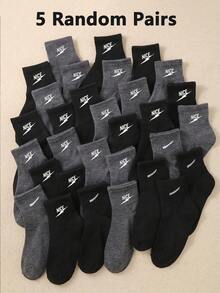 20 pares de calcetines deportivos de tobillo para niños y niñas, regreso a la escuela, con estampado de letra NICE y rayo, cómodos y suaves, paquete negro y gris, 1-16 años - Multicolor - Ver 19