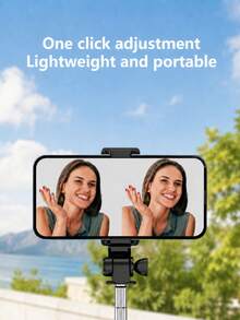 Palos Selfie Bluetooth Trípode Multifuncional Extensible con Control Remoto Soporte para Teléfono Trípode para Transmisión en Vivo Fotografía Multifuncional Accesorio de Viaje Universal para Selfie - Negro - Ver 6