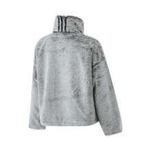 Adidas Women's Autumn/Winter Chimney Collar Faux Fur Plush Comfortable Short Sports Jacket Coat JJ1081 - Grayish Black - View 2