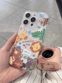 1件趣味Ins卡通可愛動物手機殼，適用於 15、Apple 17 Pro Max、14、16 Pro、16 Max，獨特時尚保護殼，適合女孩，生日、母親節禮物 - 彩色 - 查看 3