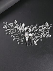 1pc Women's Fashion High-End Heavy Rhinestone Flower Hair Accessory Hair Comb - Silver - View 6
