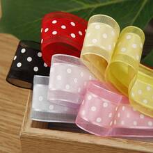 Polka Dot Tulle Ribbon DIY Bow Hair Accessories Clothing Bouquet Gift Cake Box Packaging Ribbon - Multicolor - View 3
