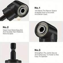 Set Aksesori Mata Bor Sudut Kanan, Termasuk 3 buah Adaptor Soket Putar 360° Ukuran 1/4" dan 3/8" untuk Kekuatan Benturan, 2 buah Adaptor Bor Sudut Kanan 105° dengan Tangkai Heksagonal, dan Mata Bor Sudut Kanan 90°. - Berbagai gaya - View 8