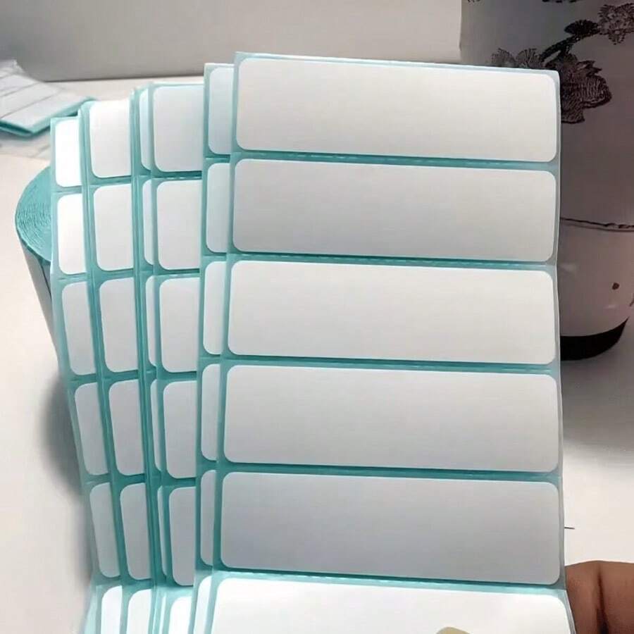 2000pcs/1000pcs/200pcs/100pcs Solid Color Label Stickers, 70*20mm Suitable For Commercial Pricing, Home Organization, Retail And Warehouse Management - White Rectangular Paper Stickers With Adhesive, Suitable For Office, Inventory Labeling - View 1