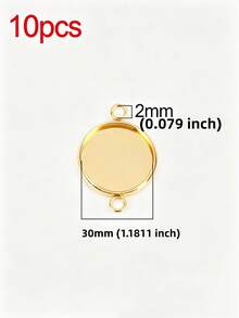 10pcs Stainless Steel Round Blank Base Tray Inlay Frame Blank Double Hole Pendant For DIY Jewelry Making Accessories - Blank Base - View 10