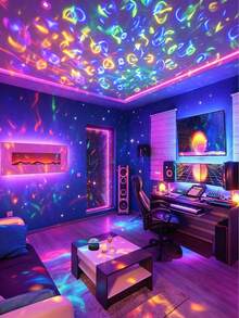 Starry Night Light Projector With Remote Control - Adjustable LED Desk Lamp, Aurora Effect, Starry Vortex Effect, Water Ripple Effect, USB Powered, Polished Plastic Surface, Perfect For Bedroom And Living Room Decor, Living Room Lighting | Sky Theme Decor | USB Powered Lamp, Bedroom Lighting - Multi-color light - View 7