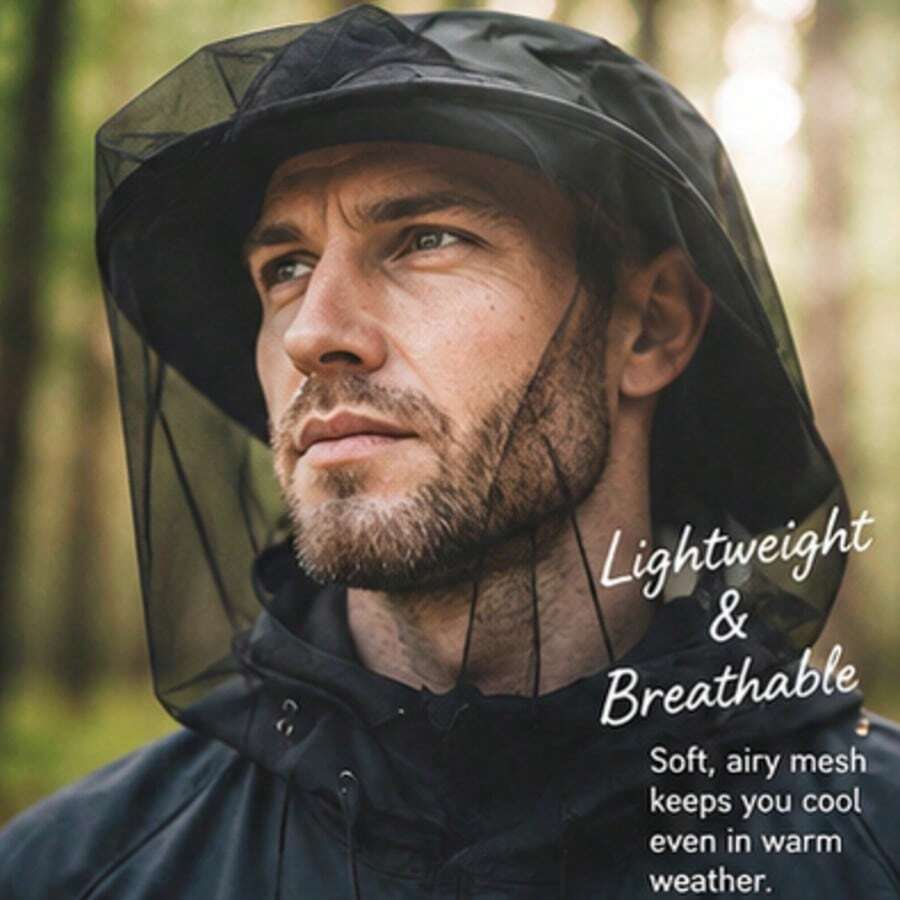 Outdoor Adventure Practical Detachable Mosquito Head Net Hat, Ultra-Fine Breathable Mesh With Wide Brim Sun Hat Base, Insect Bee Bug Face Veil, Suitable For Fishing Camping Hiking Jungle Exploration - A - View 1