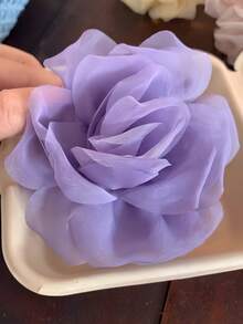 1pc Women's Sweet Elegant Mesh Flower Hair Claw Clip, Suitable For Daily Wear And Vacation - Mauve Purple - View 2