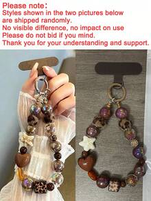 1PC Black Plush Cat Phone Lanyard Beaded Wrist Strap Car Key Chain Bag Charm Phone Hanging Chain With Free Spacer (Randomly Sent With Round Tag Or Without Round Tag) - Multicolor - View 10