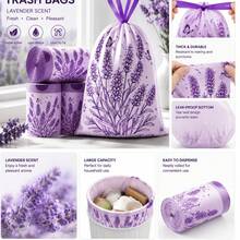 Bolsas de basura con cordón de lavanda, aroma a artemisa & lima, reforzadas, tamaño grande, rollo de cocina, bolsas de plástico impresas - A - Ver 5