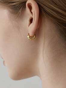 1 Pair S925 Sterling Silver Geometric Smooth Curved Luxury Earrings For Women, Suitable For Daily Wear - Curved Earrings - View 1
