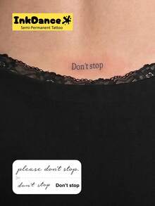 1套「Don't Stop」顛覆性新科技半永久紋身貼紙，性感迷人臨時紋身，Y2K風格仿真紋身，防水持久，InkDance逼真墨色，天然植物配方，禮品 X005 - 黑色 - 查看 2