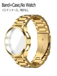 Huastonband 適用於 Galaxy Watch 4 40mm 44mm 錶帶 - Galaxy Watch 5 40mm 44mm 錶帶 - , Galaxy 6 / 7 40mm/44mm，一套適用於手錶金色錶帶錶殼，經典風格搭配，不鏽鋼金屬三節鏈錶帶附軟殼，男女通用智慧手錶配件，適合作為朋友、聚會、派對、商務活動和日常穿戴的禮物 - 金色 - 查看 5