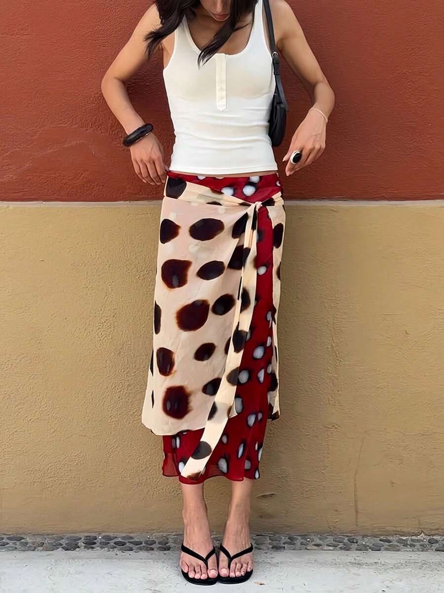 Đầm midi ôm sát nữ họa tiết da báo bán xuyên thấu, chất liệu polyester co giãn vừa, phù hợp cho dạo phố thường ngày - Màu Khaki - Xem 1