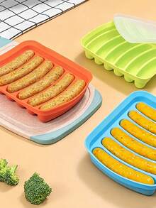Silicone Sausage Mold With Lid, Non-Stick Sausage Making Mold, Food Storage Box, Multi-Functional Cartoon Cake Tool, Essential Sausage Set For Homemade Burgers And Hot Dogs, Party And BBQ Use - Multicolor - View 6