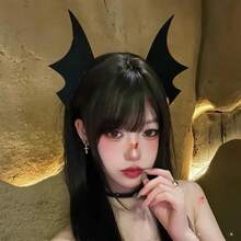 2pcs Little Devil Bat Hair Clips Funny Holiday Cosplay Photo Performance Prop Hair Accessories,Halloween - Black - View 3
