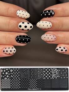 1 pieza Placas de estampado de uñas 3D Y2K con puntos de lunares, plantillas de lunares de moda para uñas, moldes de impresión de manicura con puntos de estilo francés de múltiples formas, herramientas para uñas - Plateado - Ver 2