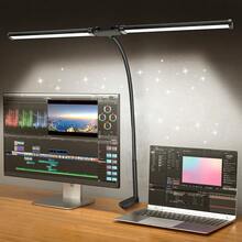 LED Desk Lamp, Touch Switch, Eye-Caring Architect Lamp With Clip, Dual-Head Computer Monitor Clamp Light, Adjustable Flexible Arm - 3 Colors - View 7