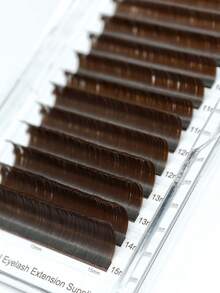 Winky Beauty Oval Flat False Eyelashes Brown, Mixed Length 8-15mm, Natural Soft Silk, Classic Single Dense Type, 12 Rows, 0.15mm/0.20mm, Single Lash Extension, Premium, Matte, Suitable For Professional Lash Artists, Lash Clusters, Lash Strips, Single False Eyelashes, False Eyelashes - View 6