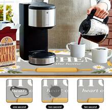 1 pieza Tapete de secado de platos, Tapete para cafetera, Tapete de secado de platos de cocina con patrón lindo de gato naranja & margarita, Protector de mesa de habitación, Regalo festivo, Decoración de cocina - XYLSD702 - Ver 10