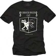 Men's Summer Outfit, T-Shirt With A Cat - Schroedinger's Cat. - 黑色 - 查看 6