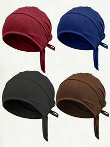 CONFLASS 4pcs Headscarf Lining Caps, Islamic Headscarf Lining Caps With Drawstring Closure, Beach, Travel - Turban Hat - View 6