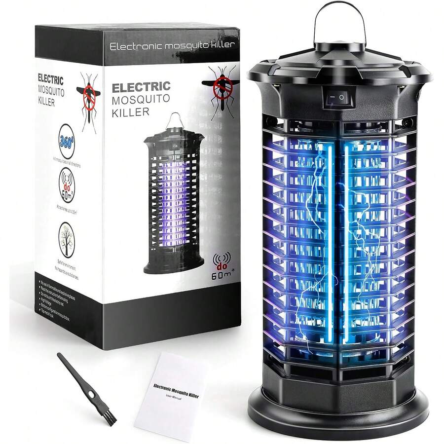 Electric Bug Zapper Indoor&Outdoor, 1000V High-Efficiency Mosquito Killer With Replaceable Purple UVA Bulbs, Fly Zapper Killer Detachable Collecting Tray For Home Patio Backyard Camping (PMMA0