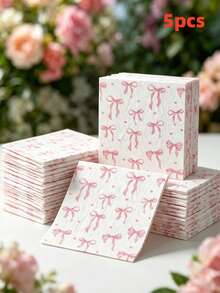 40pcs/60pcs/80pcs/100pcs/200pcs/Light Pink Bow Small Party Napkins | Decorative Cocktail Napkins, Holiday Decor | Premium Party Tabletop Decoration | Elegant Party Supplies - Multicolor - View 9