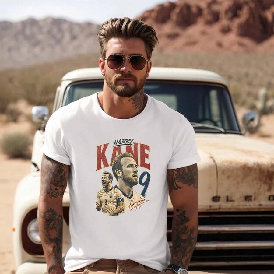 England-Supporter-T-Shirt, Fußballspieler-Grafik-T-Shirt, Fußballfan-T-Shirt, Weltmeisterschaft 2026 - Weiss - Übersicht 1