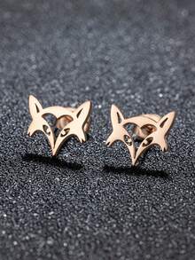 1 Pair Of Stainless Steel Fox Stud Animal Jewelry Party Gifts - GED472 - View 13