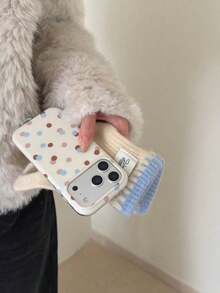 极简波点撞色手机壳，兼容 17 Pro Max、15、16 Pro，适合女性，防震保护套 - 白色 - 查看 6