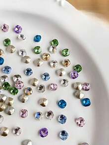 10pcs Fall Autumn Christmas New Nail Art K9 Crystal Rhinestone Decor, Super Shiny Fat Square Diamond Accessories, Pointed Bottom Rhinestones, Exquisite Versatile Nail Decorations, Same As Nail Salon Style - Multicolor - View 1