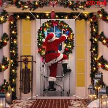 1 Peça Bottom de Foto de Natal Papai Noel, Bottom de Neve de Inverno, Janela de Madeira de Natal, Lua, Presentes de Natal, Bottom de Fotografia, Decoração de Festa de Ano Novo, Banner - Visão 2