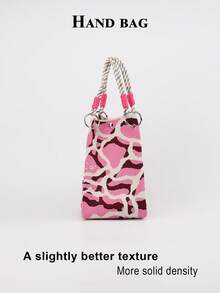 1pc Abstract Wavy Pattern Knitted Large Capacity Lightweight Tote Bag, Suitable For Commuting, School, Travel, Easy To Carry And Match With Clothes, All Seasons - Multicolor - View 10
