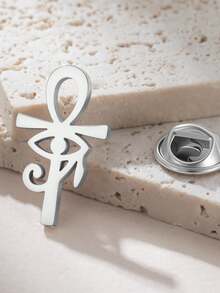 LIKGREAT 1pc Ins Minimalist Geometric Lightning Brooch, Gold & Silver Dual-Tone Stainless Steel Pin For Jacket, Bag, Chest Decoration, Unisex - Brooch Series - View 11
