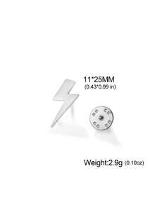LIKGREAT 1pc Ins Minimalist Geometric Lightning Brooch, Gold & Silver Dual-Tone Stainless Steel Pin For Jacket, Bag, Chest Decoration, Unisex - Brooch Series - View 14