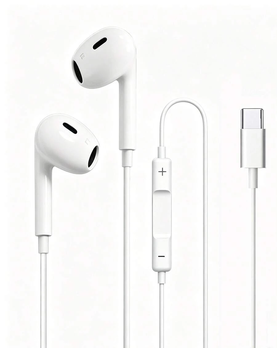 RM-570a 有線音樂耳機 人體工學設計 舒適佩戴 13mm 動圈單體 HiFi 音質 相容於小米、Vivo 及其他 Type-C 介面裝置 支援 Apple iPhone 15/16 iPhone 17 全系列 Apple 白色