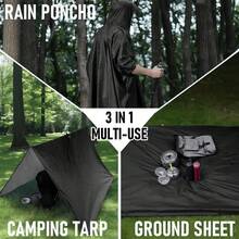 Multifunctional 3-In-1 Poncho Raincoat, Suitable For Outdoor Cycling, Hiking, Mountaineering, Off-Road, Portable One-Piece Raincoat - Multicolor - View 3