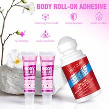 Goiple WOZUTUNT Body Glue Adhesive Set: Roll-On & Tube, Water-Washable, Sweat-Resistant, Skin-Friendly – Secure Hold For Clothes, Skin, Nails, Body Tape For Fashion, Wig, Activewear & Daily Styling - 3pcs - 查看 2