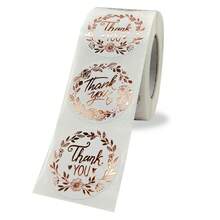 500pcs/Roll 3.8cm Round Self-Adhesive Sealing Stickers, Olive Wreath Pattern With Exquisite Rose Gold Foil, Christmas Holiday Greeting Labels, Roll Design Easy To Store And Carry, Suitable For Baking Dessert Packaging, Holiday Gift Decoration - Multicolor - View 8