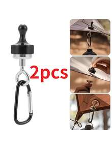 2pcs Camping Lantern Hooks Tent Canopy Fasteners, Key Ring Hooks, Secure Hanging, Quick Connection, Easy To Use, Convenient Installation, Multi-Functional Hooks - Black - View 6