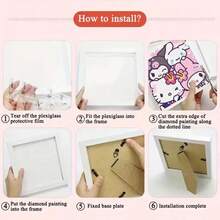 1pc Vibrant Sanrio Hello Kitty & Kuromi 5D Diamond Painting DIY Kit, 6.69x6.69 Inch Full Round Rhinestone Art With Frame - Creative Home Decor Handicraft, Desktop Display Mosaic Wall Art - Multicolor - View 4