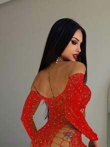 1pc Sexy Lingerie With Floral Pattern, Breathable And Alluring, Suitable For Dates - Red - View 6