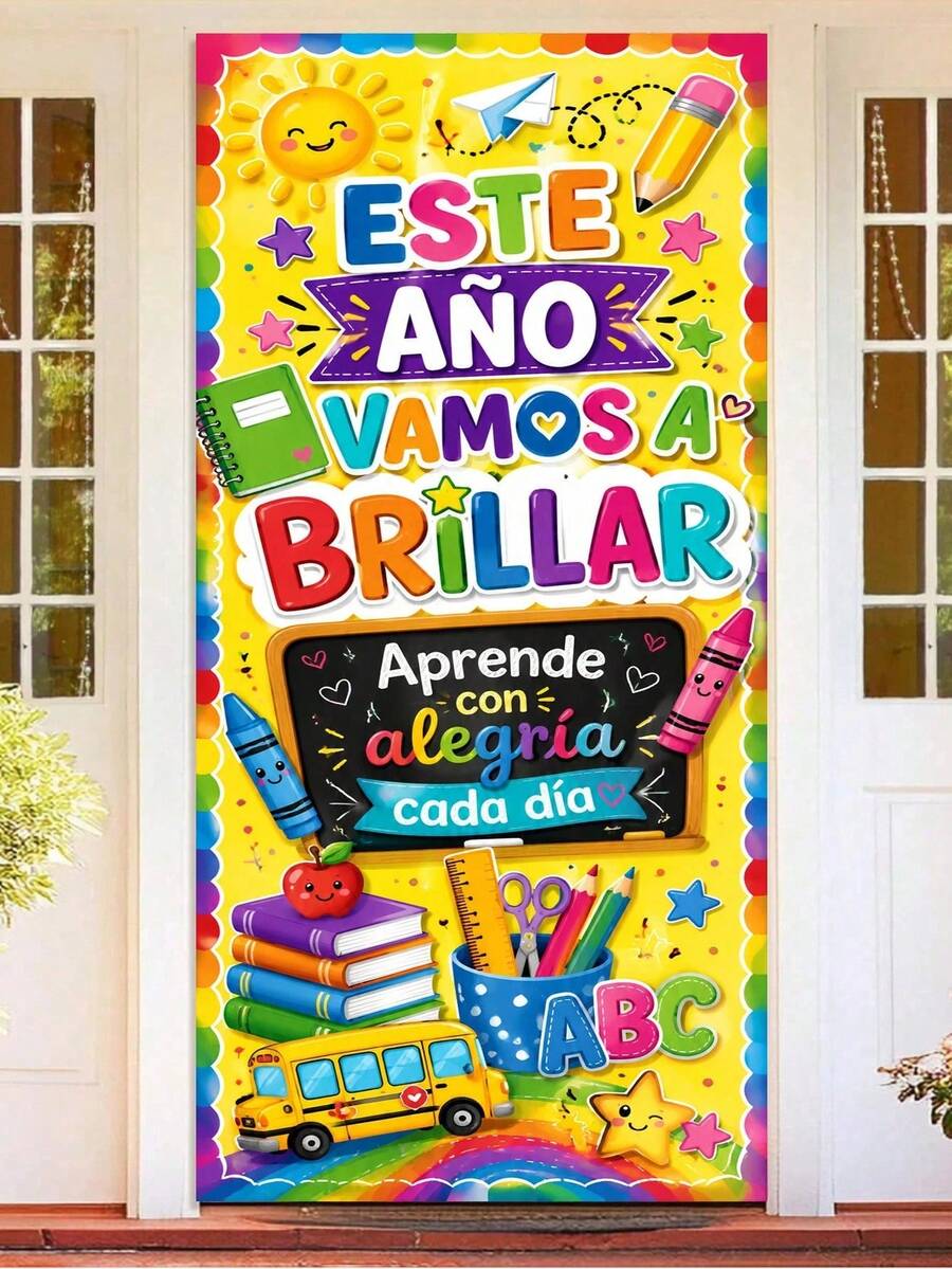 Back To School Decorative Banners, Multiple Designs "We Will Shine This Year/Welcome Back To School/We Come Back With Dreams/Learning Is An Adventure/Great Dreams Start Here/Welcome New School Year", Polyester Material, Suitable For Door And Wall Decoration, Multiple Styles - FAIXIAO - View 1