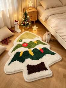1pc Christmas Tree Small Rug, Floor Mat, Home Decor, Area Rug, Casual Blanket, Bedside Rug, Bedroom Carpet, Washable Rug - Multicolor - View 2