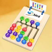 Wooden Letter Sliding Spelling Toy With Flashcards, High-Frequency Word Matching Game, Color-Coded Letter Blocks High-Frequency Word Learning Puzzle, Fine Motor Skills Educational Reading Toy For 3-6 Years Old Children, Gift For Boys And Girls - Letter Moving Puzzle - View 3