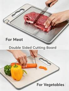 1pc Multifunctional Double-Sided Cutting Board, Non-Slip Stainless Steel Chopping Board, Quick Defrosting Cutting Board, Defrosting Board, Built-In Knife Sharpener, Juice Groove And Handle, Suitable For Meat And Vegetables, Kitchen Essential, Kitchen Supplies, Kitchen Utensils - View 6