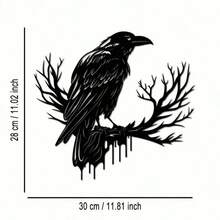Gothic Style Home Decor Brand, Black Metal Crow Wall Decoration, Vintage Industrial Iron Silhouette, Halloween Witch Theme Hanging Decoration - Black 1pc - View 4