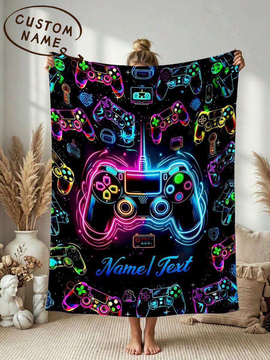 1pc Customized Name Blanket, Personalized Bed Blanket, Can Print Name ...